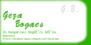 geza bogacs business card